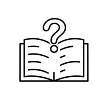 education icon. question or issue. book or paper question mark. smart, learn, clever. Outline design style vector