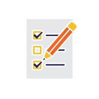 education icon. check mark. book or paper with pencil is checking. smart, learning, clever. Flat design style vector