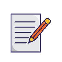 education icon. writing. book or paper with pencil writing. smart, learning, clever. isometric design style vector