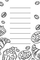 A hand-drawn menu, a sketch in black ink, and a doodle-style sketch design. For a cafe. vector