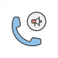 call ad filled outline icon. telemarketing color line illustration. vector