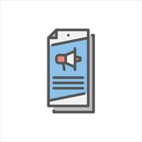 flyer filled outline icon. brochure color line illustration. vector