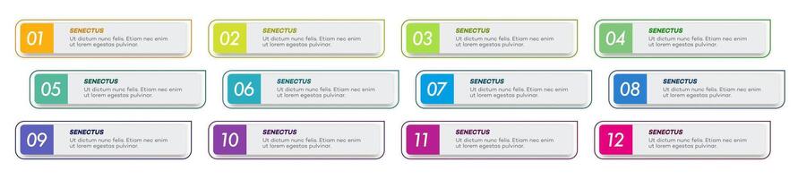 Bullet numbers from 1 to 12 list markers vector