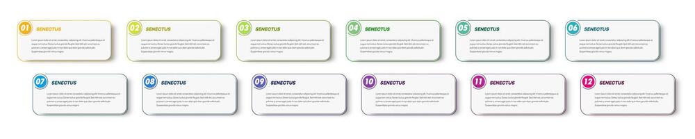 Bullet points from 1 to 12 list markers vector