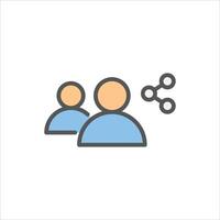 share to friend filled outline icon. share color line illustration. vector
