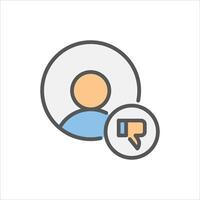 dislike filled outline icon. thumbs down color line illustration. vector