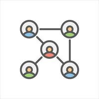 connection filled outline icon. network color line illustration. vector