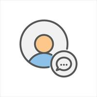 comment filled outline icon. chat color line illustration. vector
