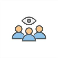 viewer filled outline icon. audience color line illustration. vector
