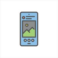 social media feed filled outline icon. social media color line illustration. vector