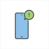 notification filled outline icon. smartphone notification color line illustration. vector