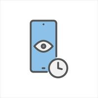 screen time filled outline icon. smartphone color line illustration. vector