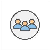 group filled outline icon. community color line illustration. vector