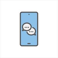 chat app filled outline icon. conversation color line illustration. vector