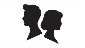 Couple Silhouette, Black Profile, Male Female, Side View, Minimalist Design, Elegant, Simple, vector