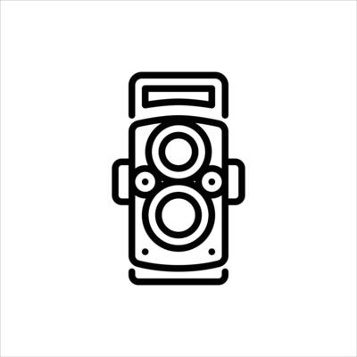vintage TLR camera outline icon. Retro camera illustration.