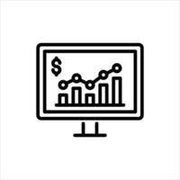 financial report outline icon. data statistic black line illustration. vector
