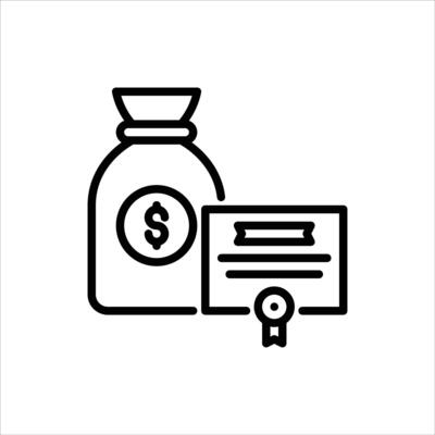 asset outline icon. asset certificate black line illustration.