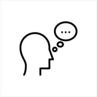 thought outline icon. understanding black line illustration. vector