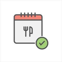 reserved order filled outline icon. booking restaurant color line illustration. vector