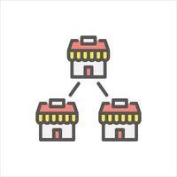 restaurant filled outline icon. franchise color line illustration. vector