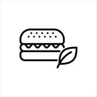 organic burger outline icon. vegan food black line illustration. vector