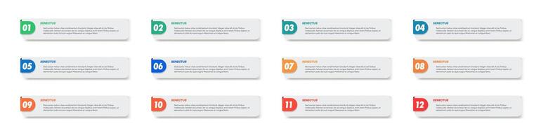 Bullet points numbers from 1 to 12 list markers for design project vector