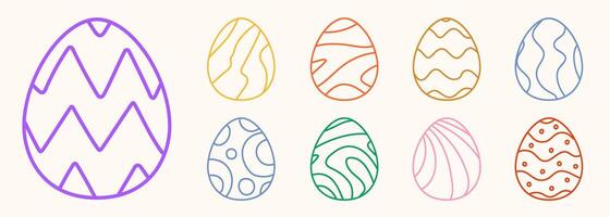 Eggs set color line style vector