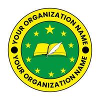 islamic organization logo in circle shape, good for islamic organization identity, with yellow and green color vector