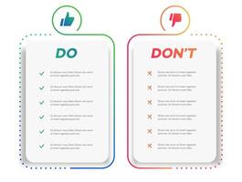 Do and dont infographic for design project vector