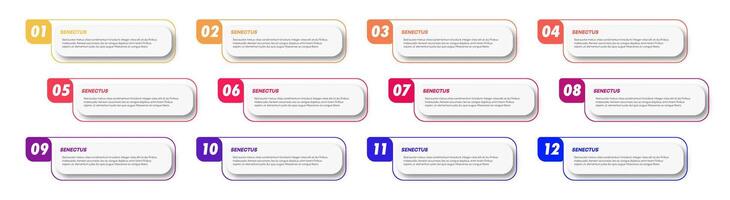 Bullet points from 1 to 12 list markers design project vector