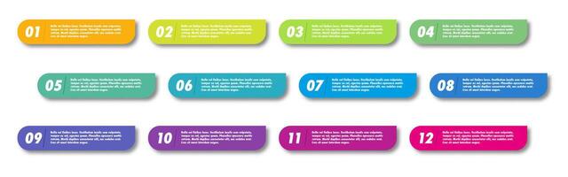 Bullet points 1 to 12 list markers for design vector