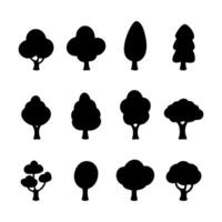 Set of tree icon. Black element silhouette illustration vector