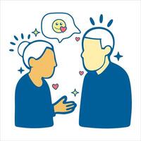 Emotional Connection and Empathy Between Seniors, A warm and cheerful conversation between two elderly individuals, symbolizing emotional support and understanding vector