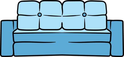 Blue soft sofa with buttoned cushions illustration vector