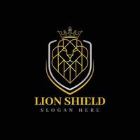 Royal Lion Shield Logo Design Luxury Crown Emblem for Security, Business And Branding vector