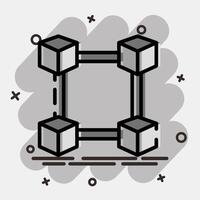 Icon block chain. Crypto currency elements. Icon in comic style. vector