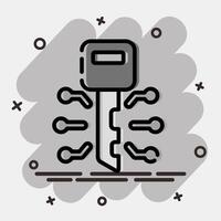 Icon digital key. Crypto currency elements. Icon in comic style. vector