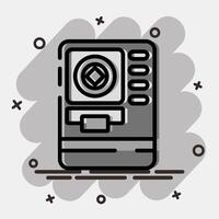 Icon atm crypto. Crypto currency elements. Icon in comic style. vector