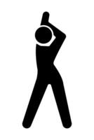 Stick figure stickman icon, human silhouette doing warm up exercises. vector