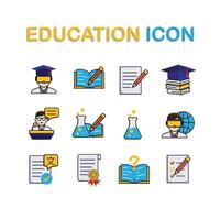 education icon set. AI Tutor, STEAM Education, writing, etc. education symbol on white background. smart, learning, clever. isometric design style vector