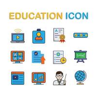 education icon set. Learning, Virtual Classroom, student, teacher, etc. education symbol on white background. smart, learning, clever. isometric design style vector