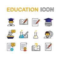 education icon set. AI Tutor, STEAM Education, writing, etc. education symbol on white background. smart, learning, clever. mixed design style vector