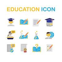 education icon set. AI Tutor, STEAM Education, writing, etc. education symbol on white background. smart, learning, clever. flat design style vector