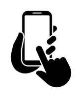Hand holding a smart phone icon symbol. Mobile phone icon. vector