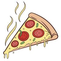 A slice of pizza with toppings, representing fast food vector