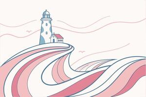 featuring abstract flowing waves, with a minimalist aesthetic, pastel pink and blue tones vector