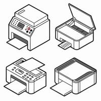 Collection set of isometric multifunction office printer with scanner vector