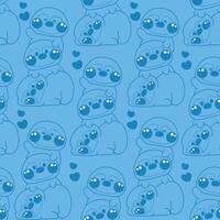 Seamless pattern of cute penguin stay on top each other line hand drawn greeting with heart background.Polar bird animal character cartoon design.Relax.Lay.Kawaii.Illustration. vector