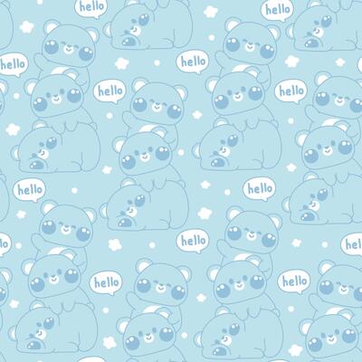 Seamless pattern of cute teddy bear stay on top each other greeting on blue background.Wild animal character cartoon design.Relax.Lay.Kawaii.Illustration.